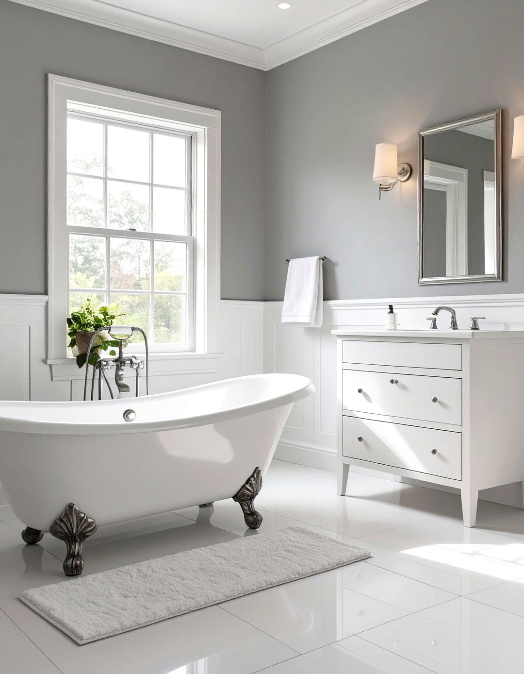 Traditional Grey and White Bathroom - 30 grey and white bathroom ideas