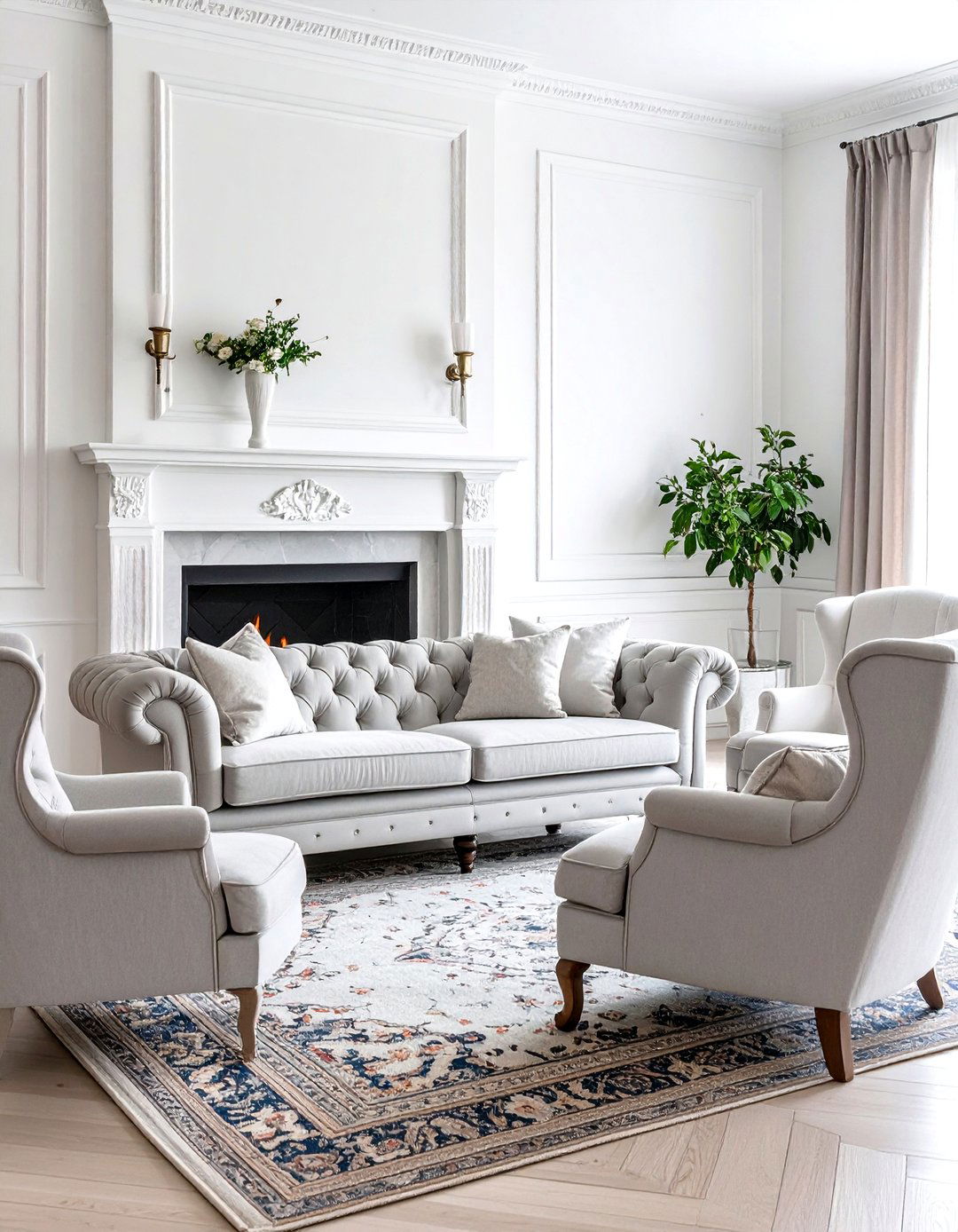 Traditional Grey and White Living Room - 30 grey and white living room ideas