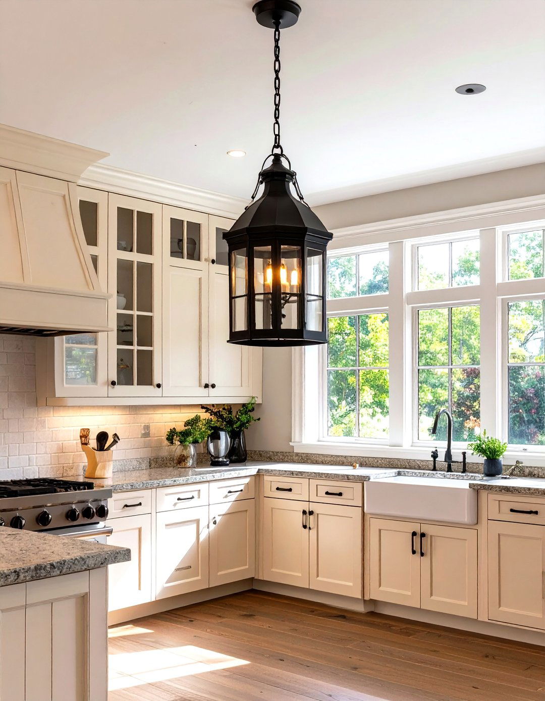 Traditional Kitchen Elegance with a Lantern Pendant - 30 kitchen ceiling lights ideas