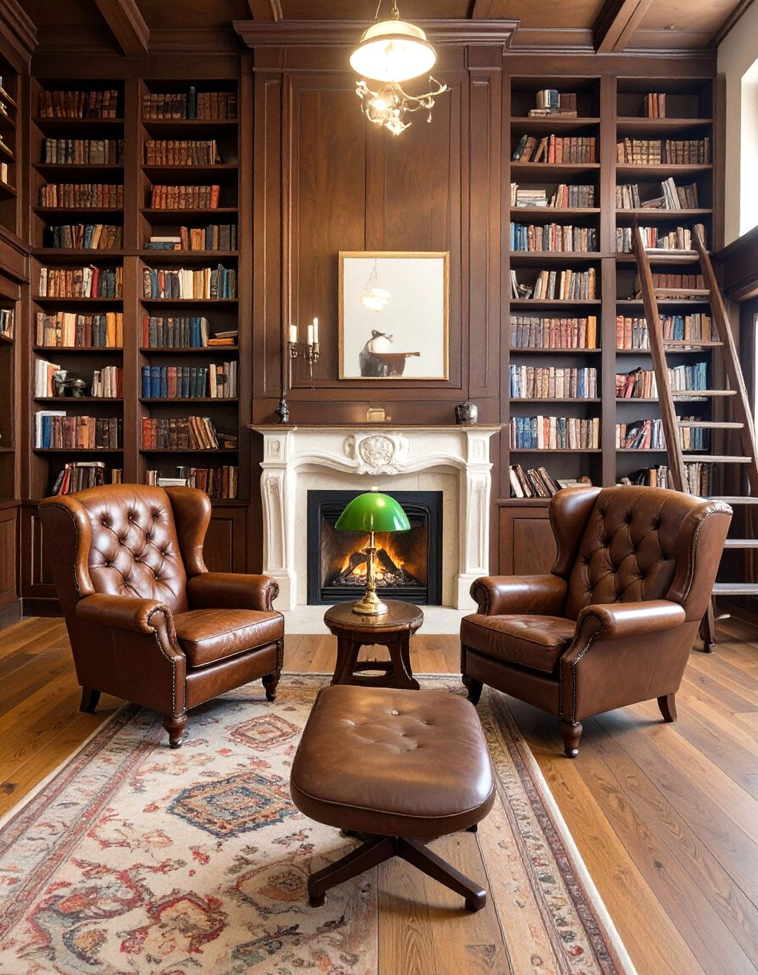 Traditional Library with Fireplace - 30 interior design drawing ideas