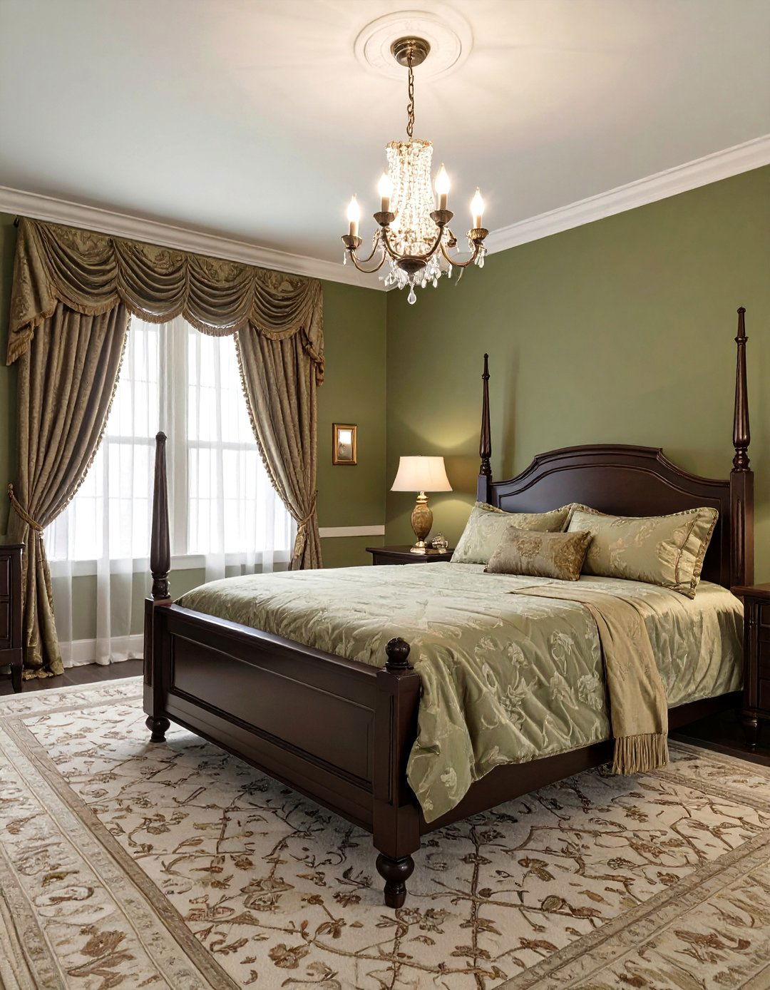 Traditional Olive Green Bedroom Elegance - 30 olive green bedroom ideas