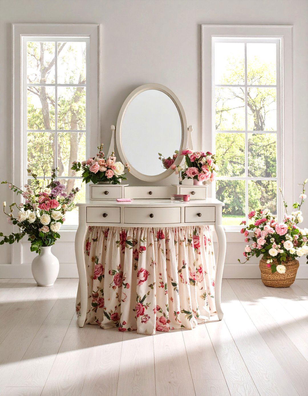 Traditional Skirted Vanity Table - 30 diy vanity ideas