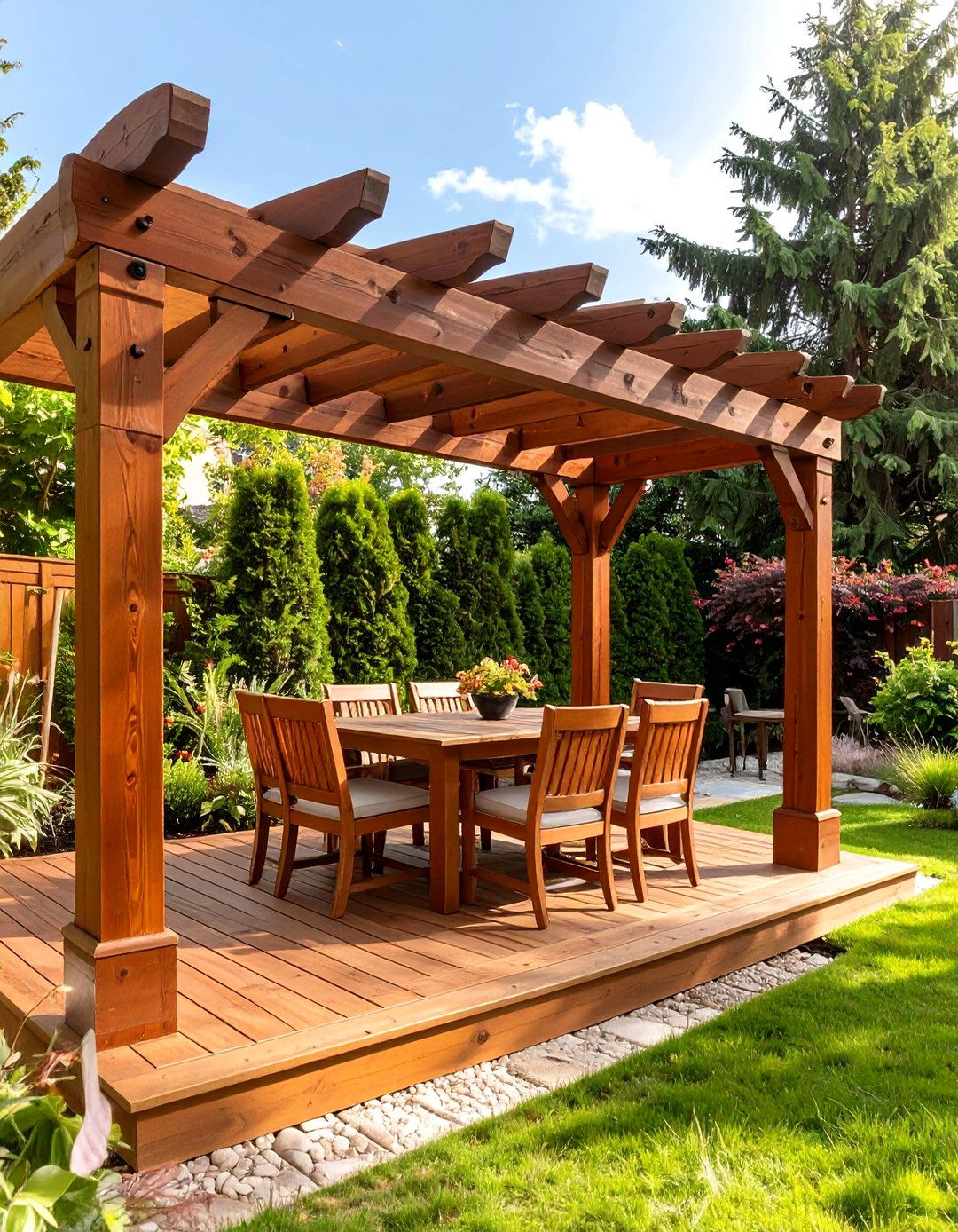 Traditional Stained Wood Deck Pergola - 30 deck pergola ideas