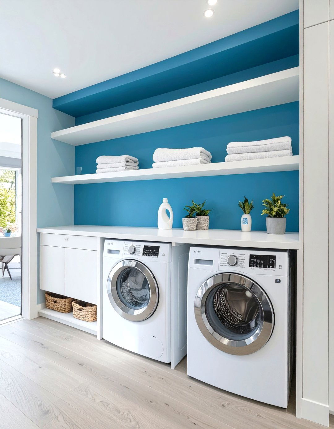Traditional and Tidy Laundry Closet - 30 modern stacked laundry room ideas
