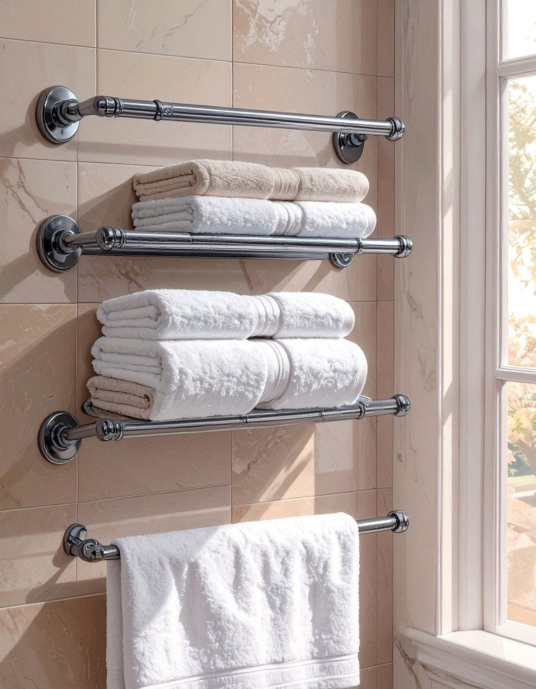 Train Rack Towel Shelf - 30 bathroom towel storage ideas