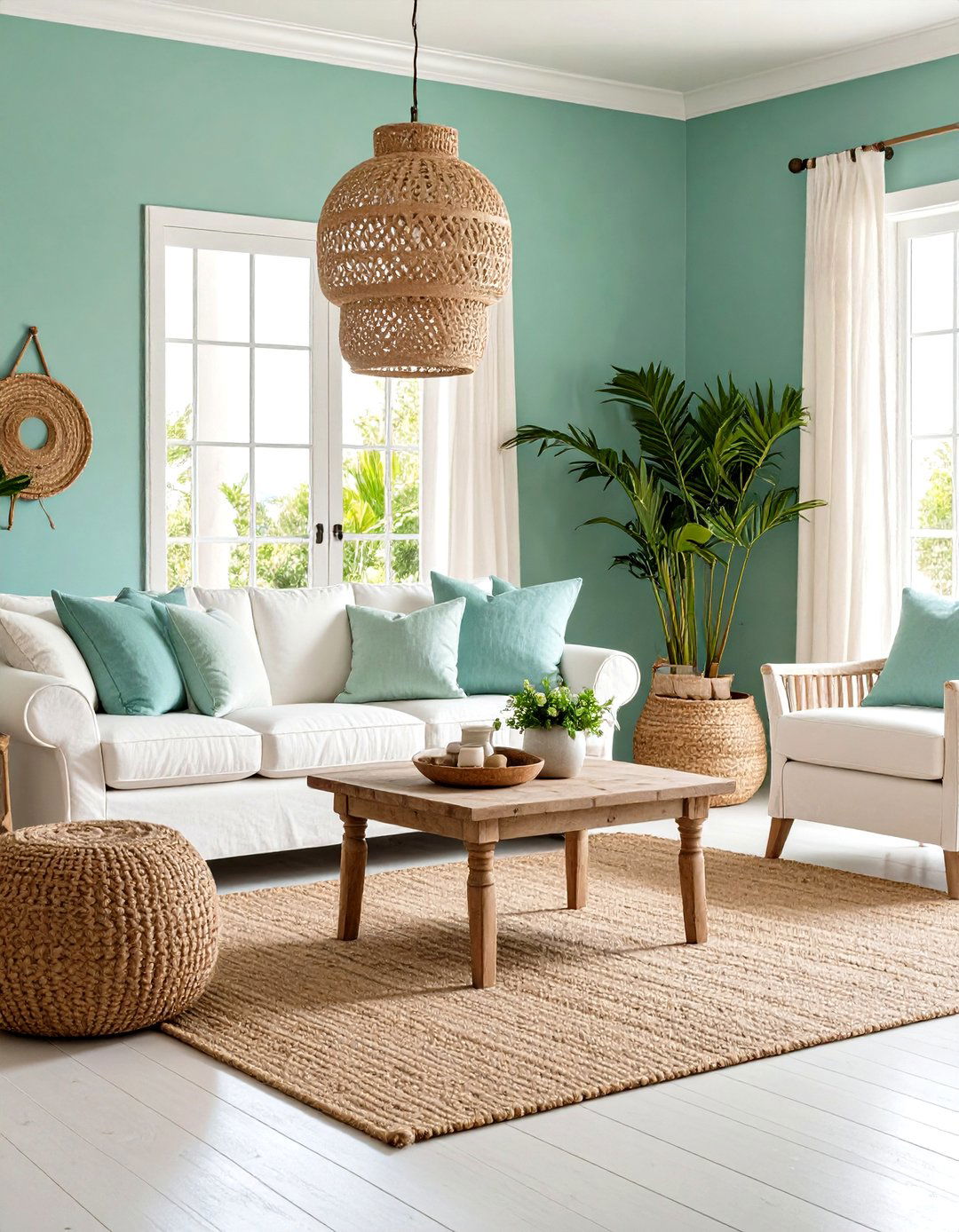 Tranquil Seafoam Green Living Room - 30 living room paint color ideas