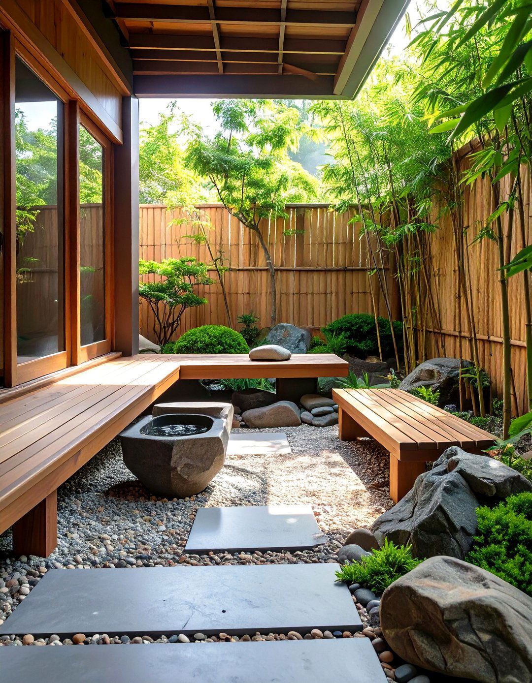 Tranquil Zen Garden Porch - 30 covered back porch ideas
