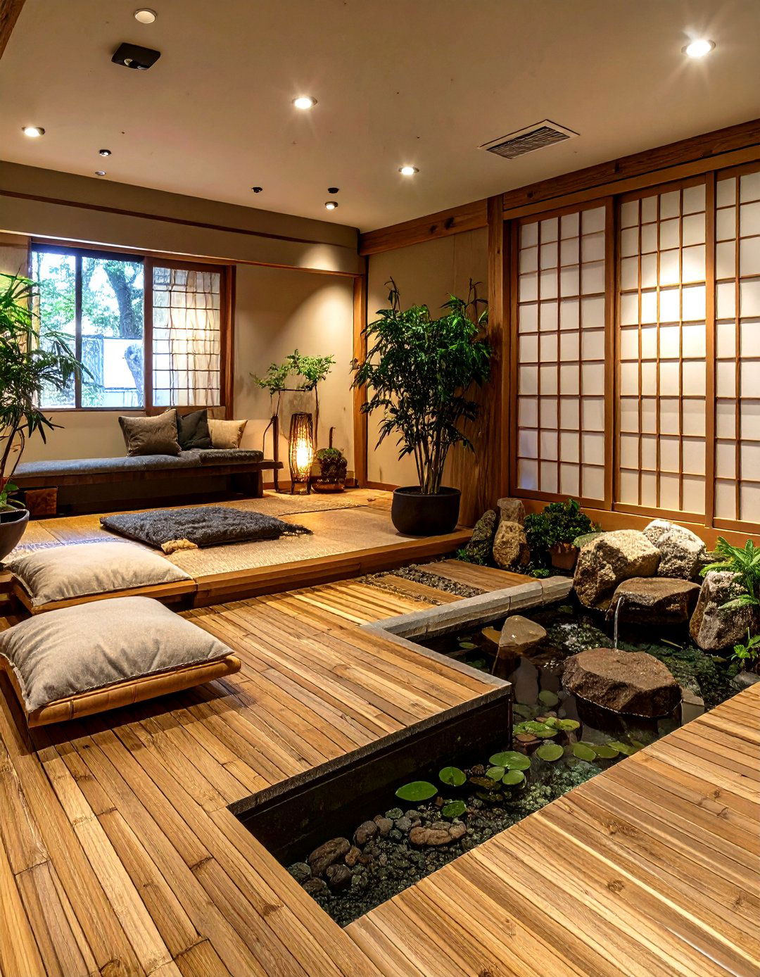 Tranquil Zen Retreat - 30 basement living room ideas