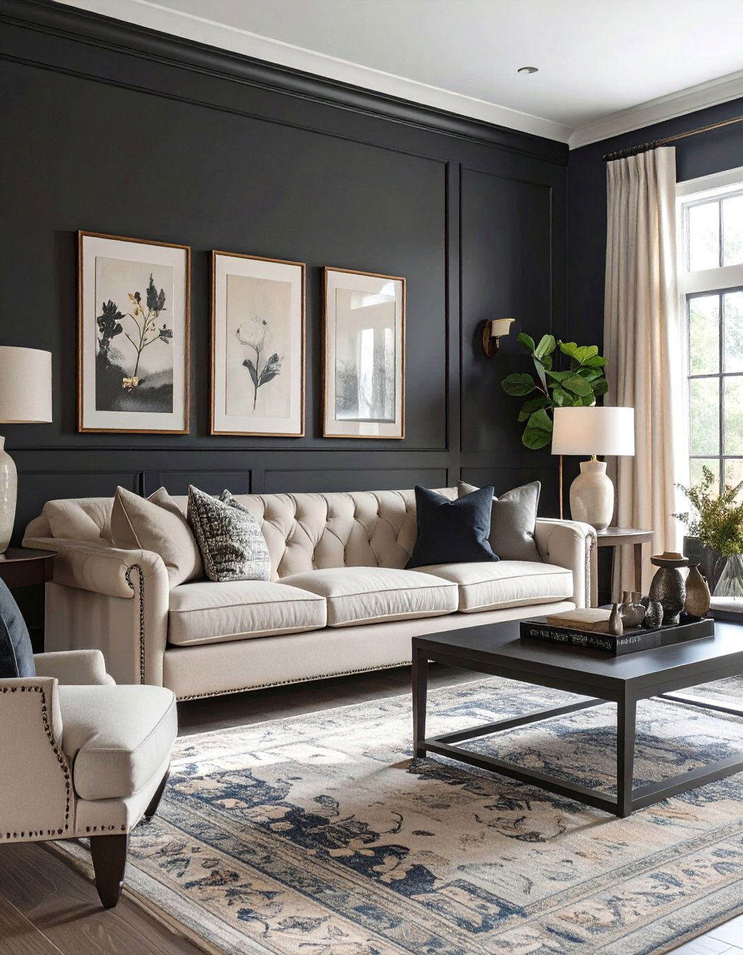 Transitional Black Living Room - 30 black living room ideas