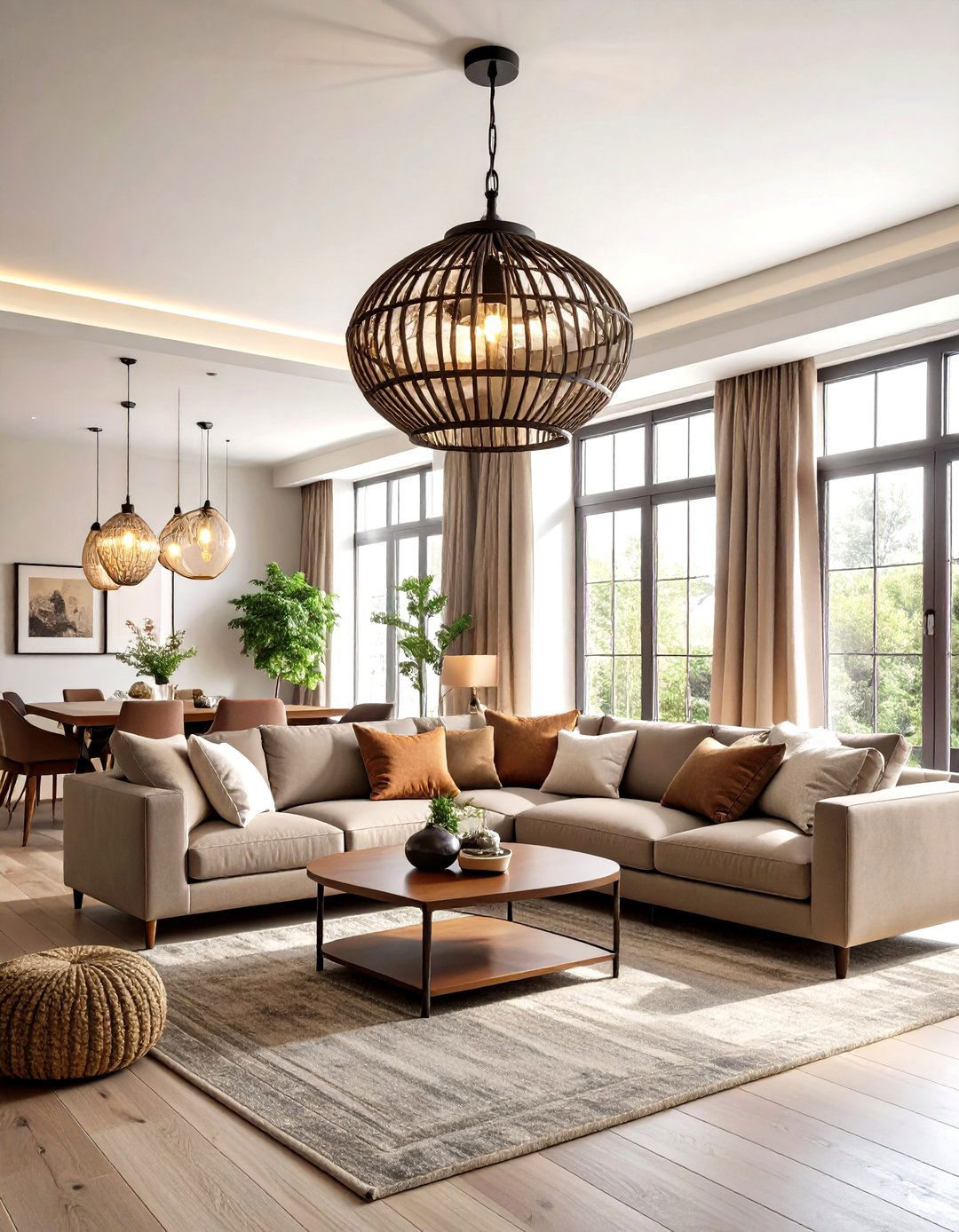 Transitional Caged Lantern living room ceiling lighting - 30 living room ceiling lighting ideas