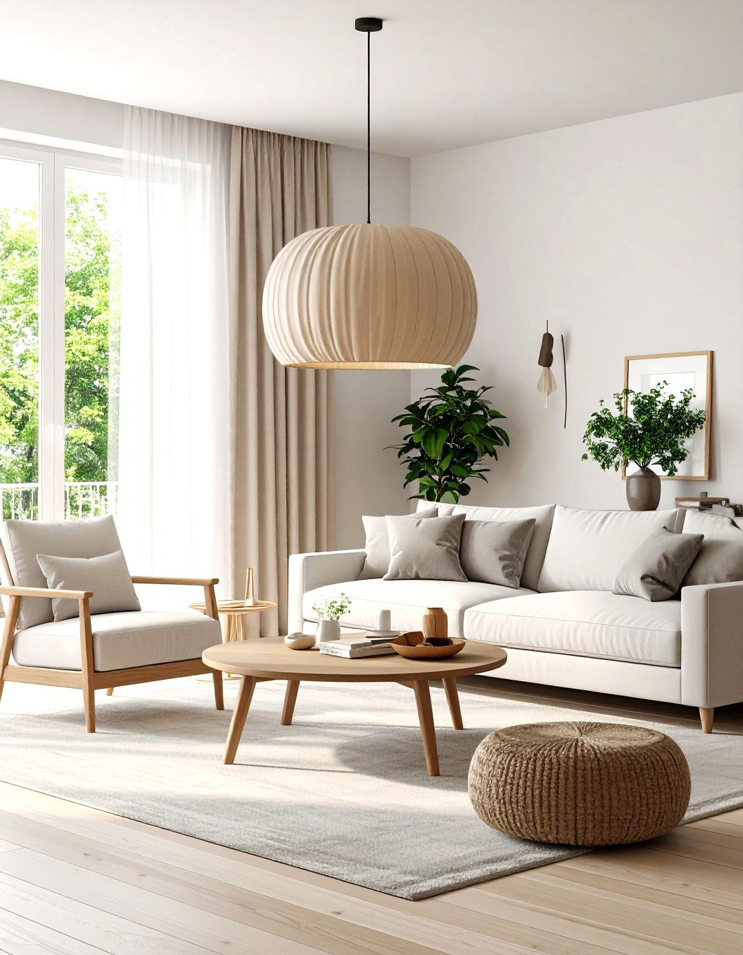 Transitional Drum Pendant Light - 30 lighting ideas for living room