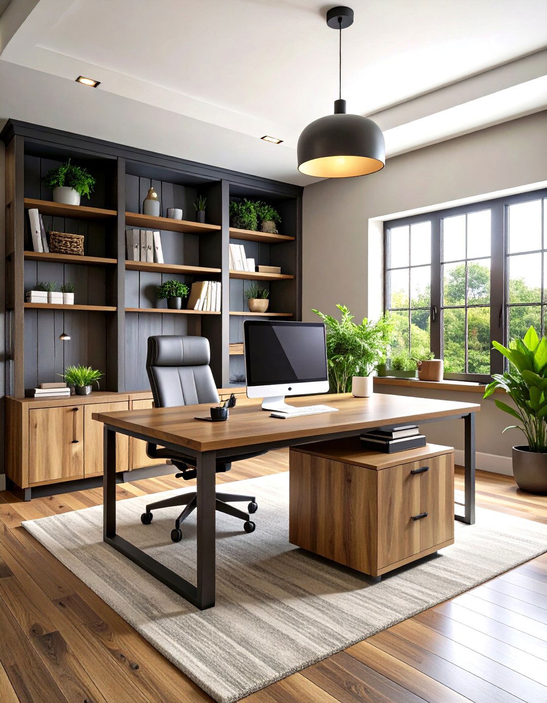 Transitional Farmhouse Home Office - 30 farmhouse interior design ideas