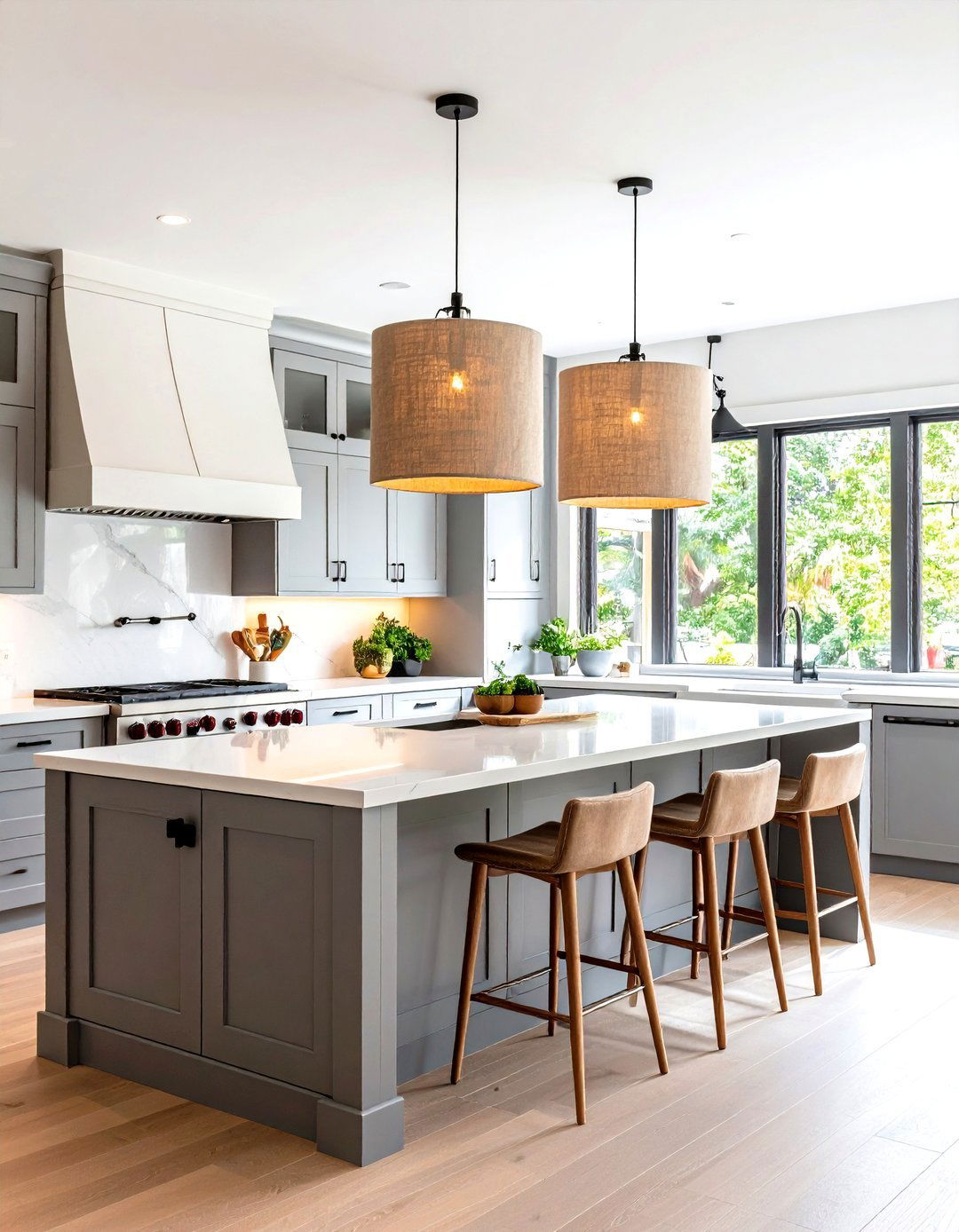 Transitional Kitchen Drum Pendants - 30 kitchen light ideas