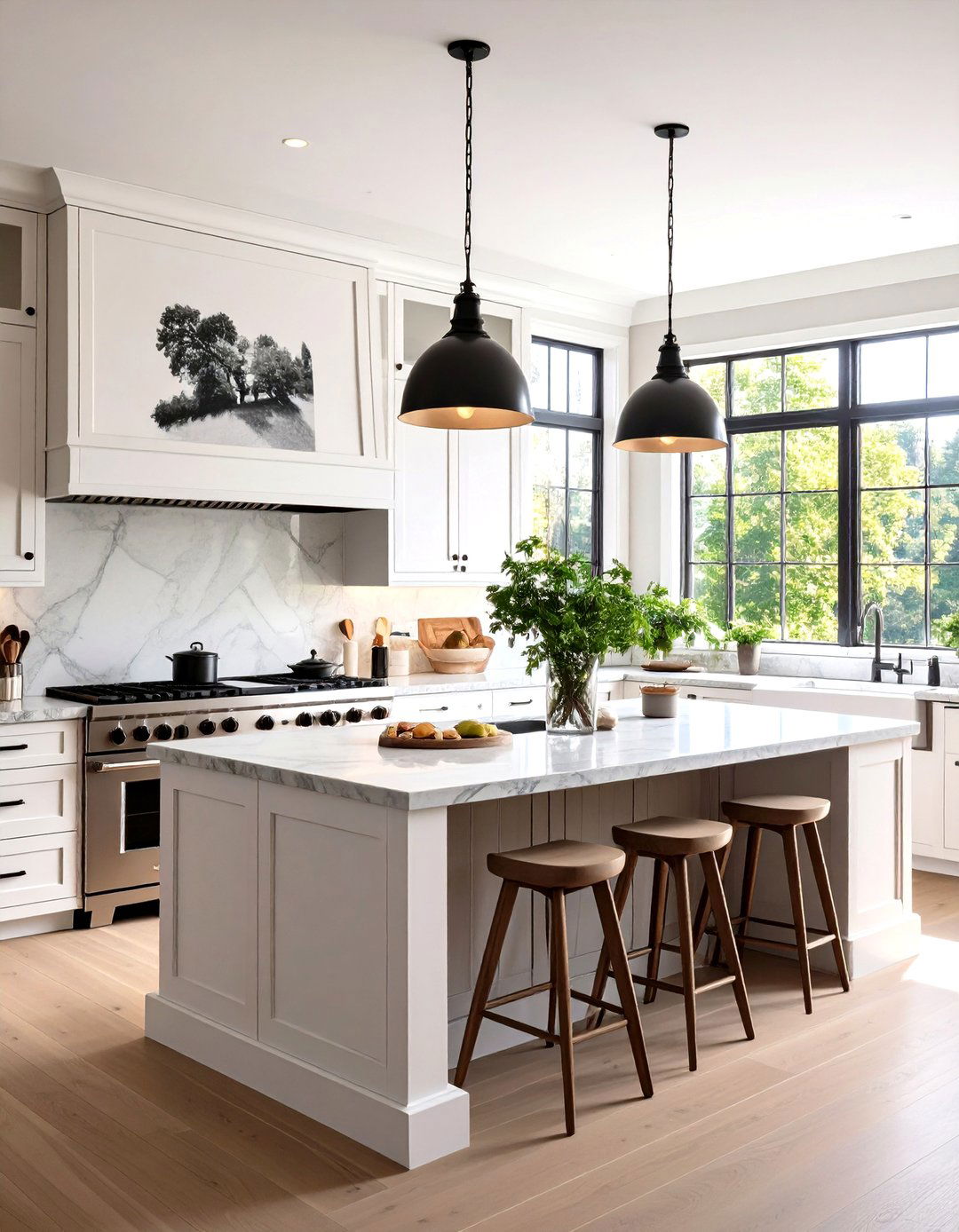 Transitional Kitchen with Large Scale Photography - 30 kitchen wall decor ideas