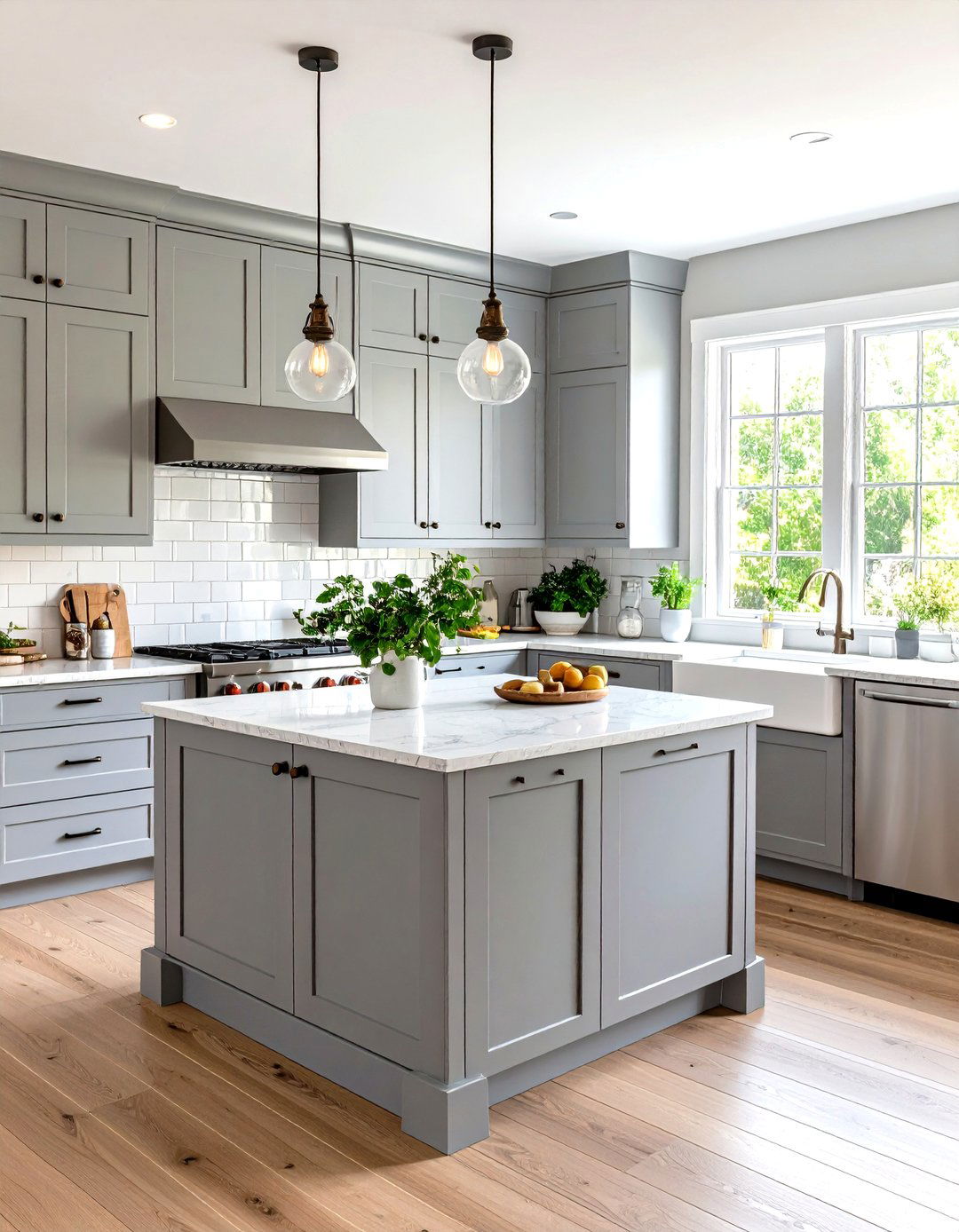 Transitional Kitchen with Recessed Panel Cabinets - 30 kitchen cabinet layout ideas