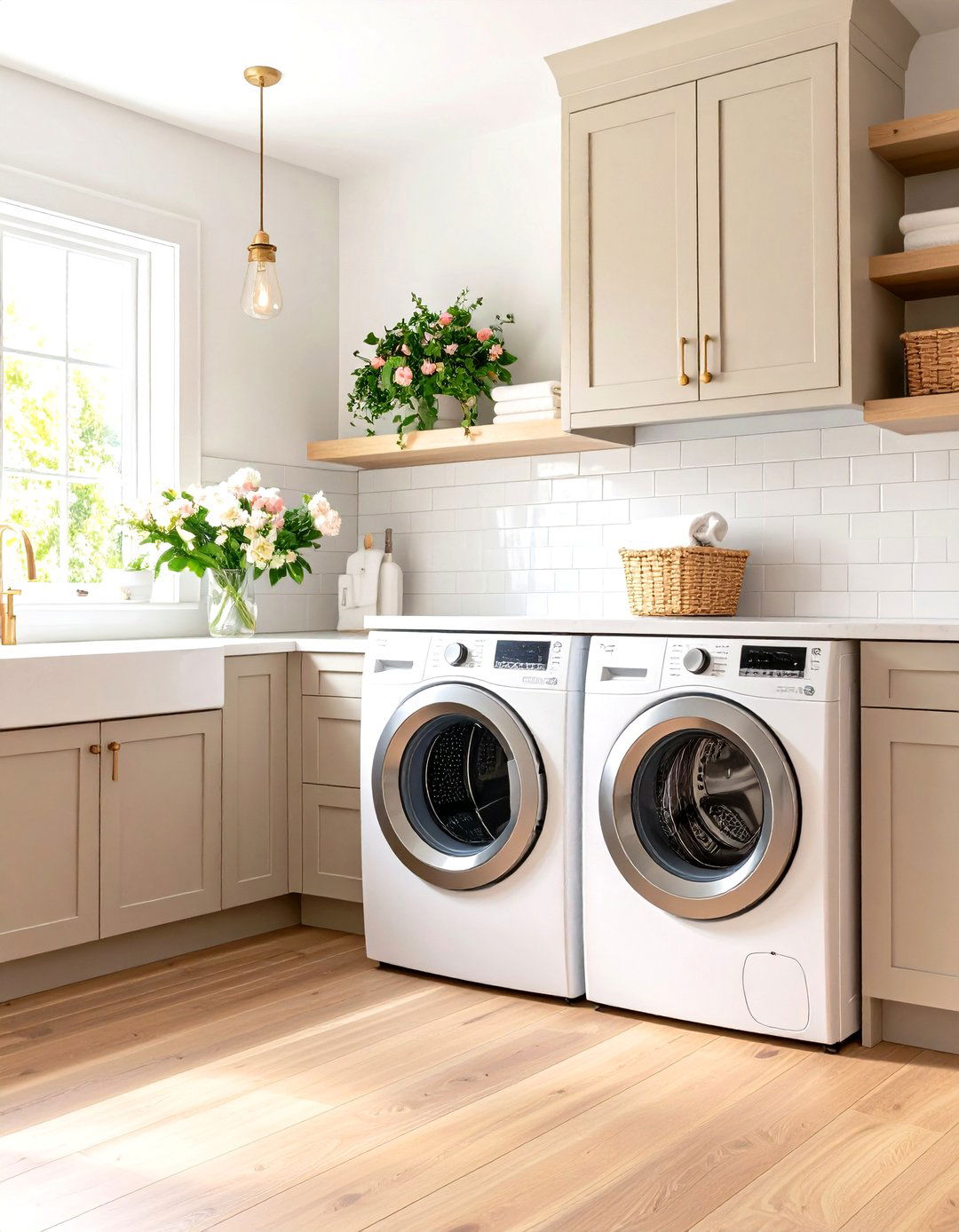 Transitional Laundry Room Elegance - 30 laundry room stacked washer dryer ideas
