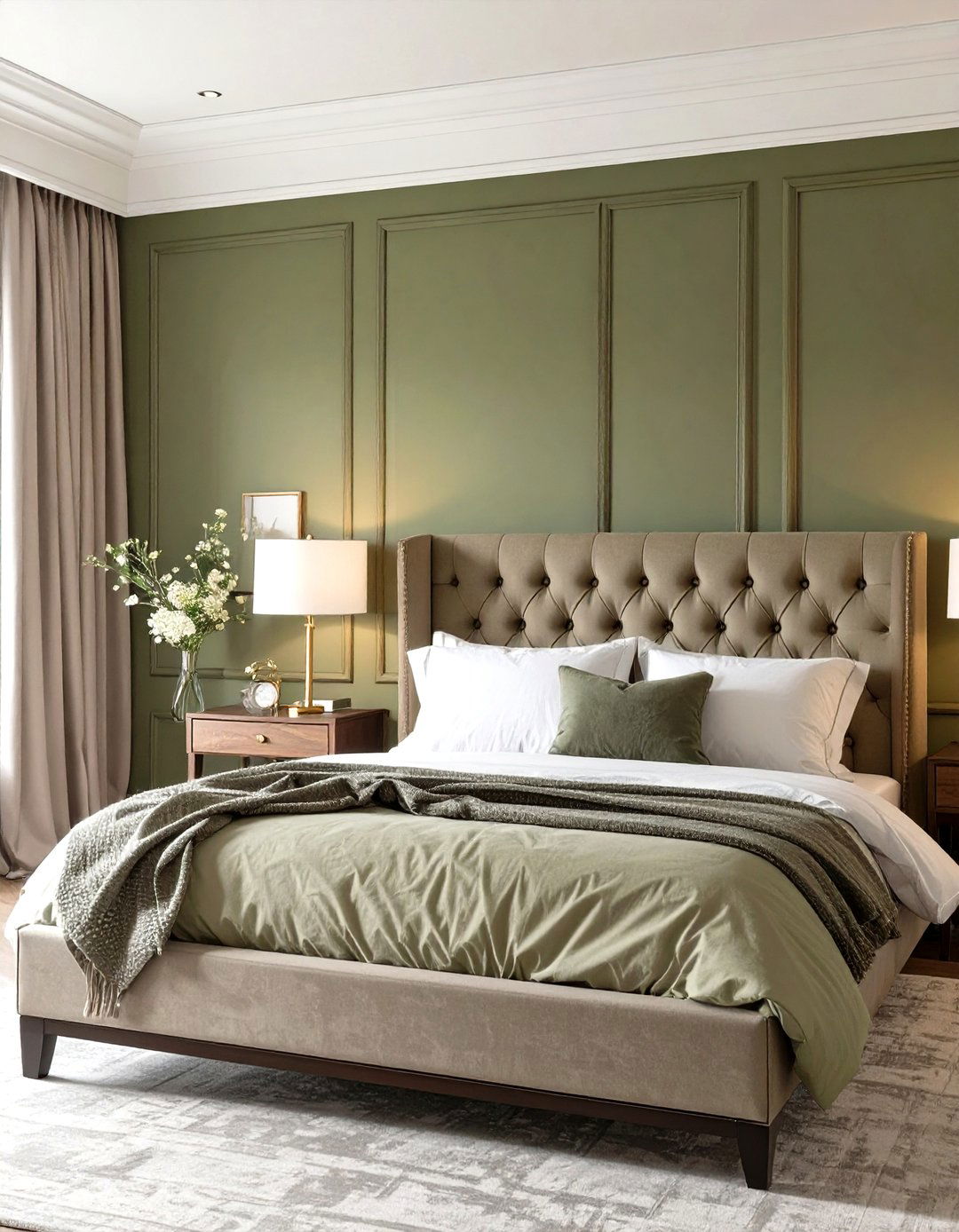 Transitional Olive Green Bedroom Style - 30 olive green bedroom ideas