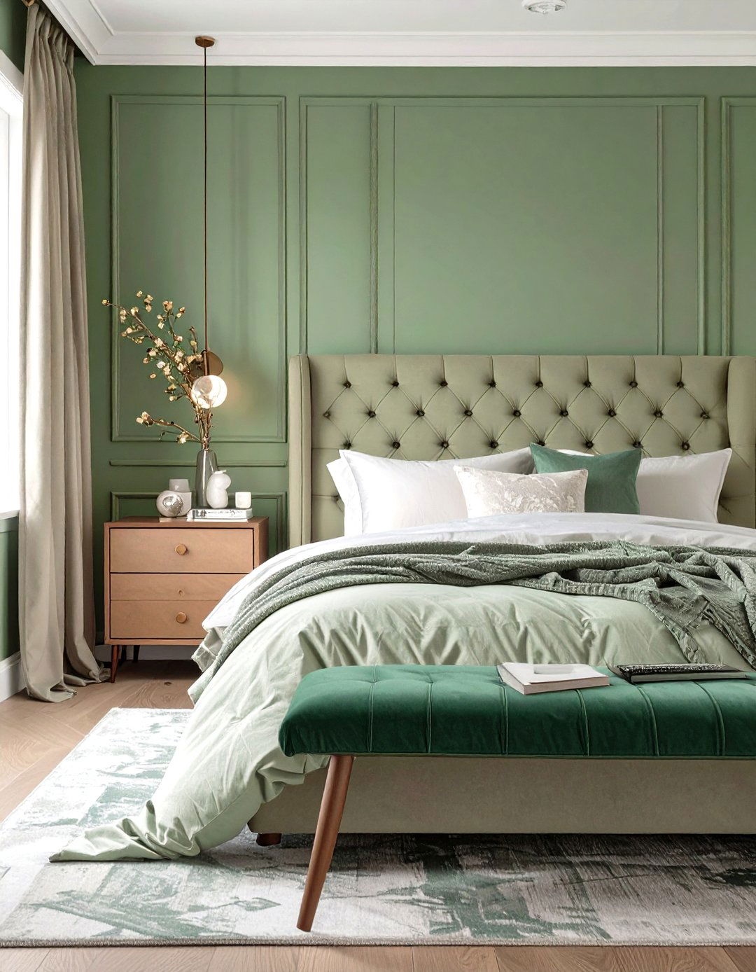Transitional Sage Green Bedroom Design - 30 modern sage green bedroom ideas