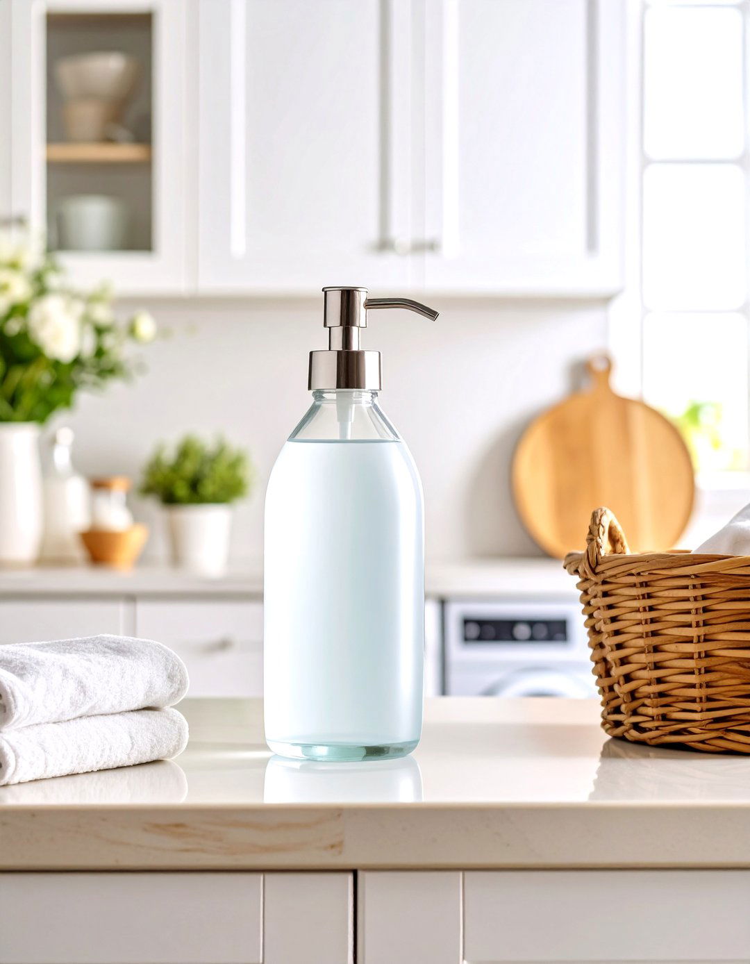 Transitional Style Frosted Glass Dispenser - 30 liquid laundry detergent dispenser ideas