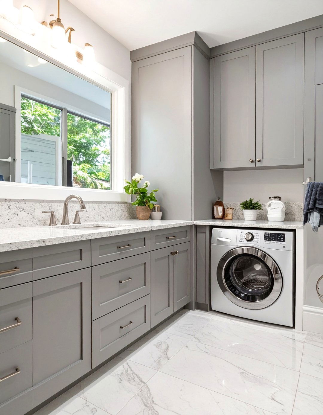 Transitional Style Harmony - 30 combination small bathroom and laundry room combo designs