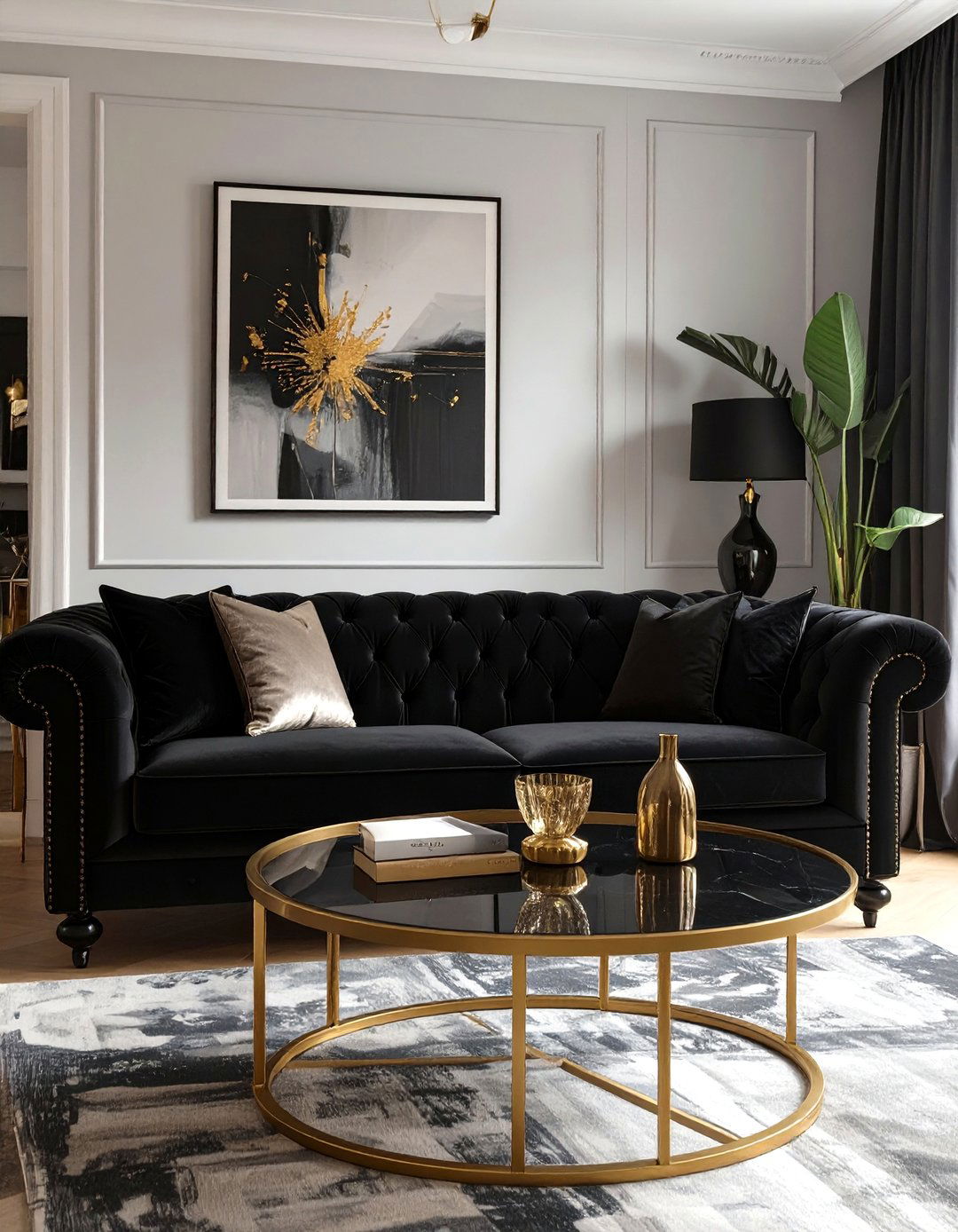 Transitional Style Living Room - 30 black and gold living room ideas