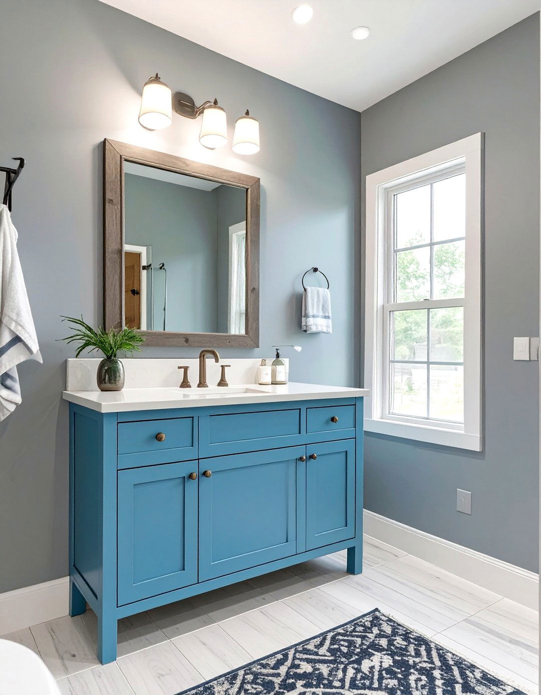 Transitional Style with Stormy Gray and Robins Egg Blue - 30 blue and gray bathroom ideas
