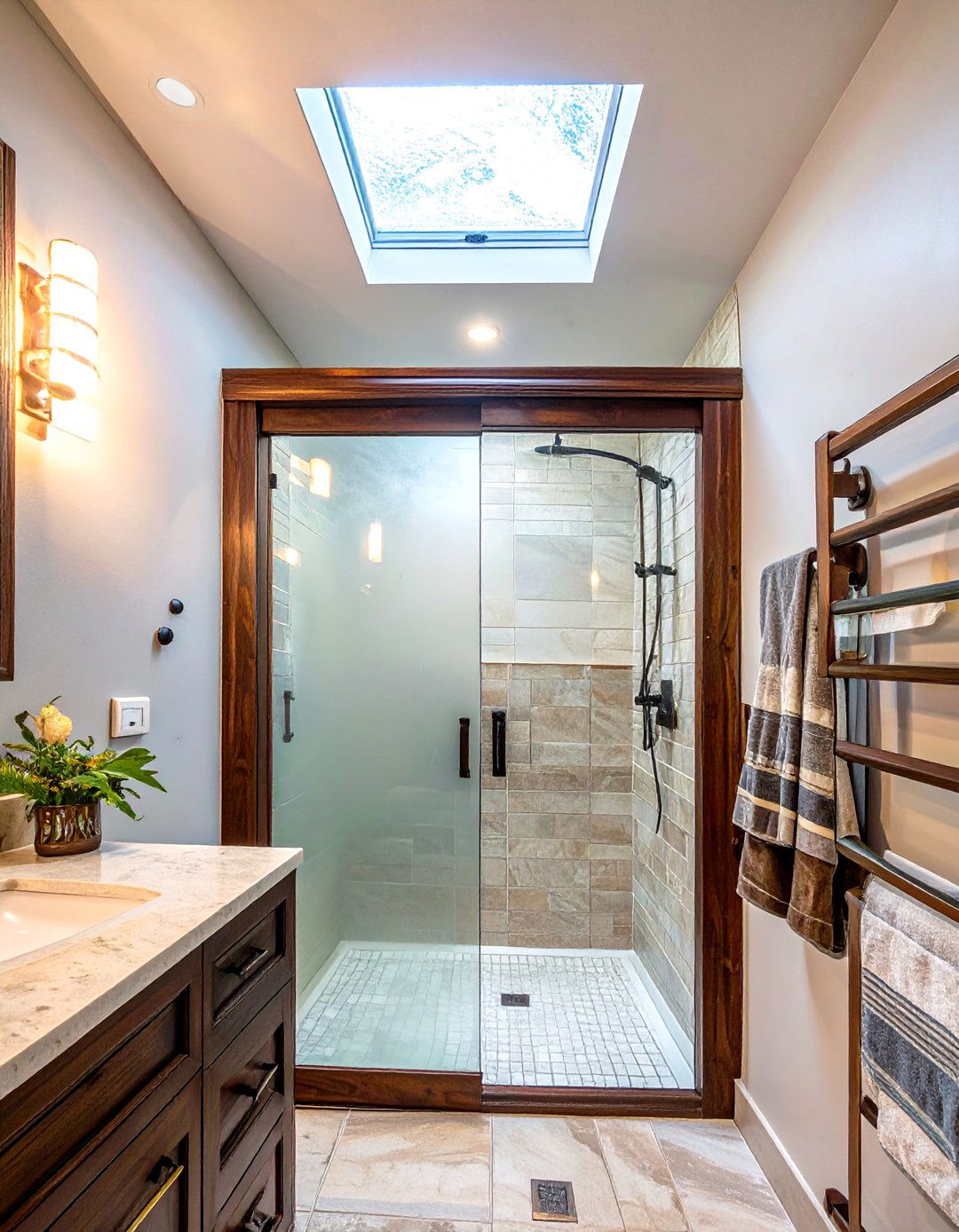 Transom Window Above the Shower Door - 30 shower lighting ideas