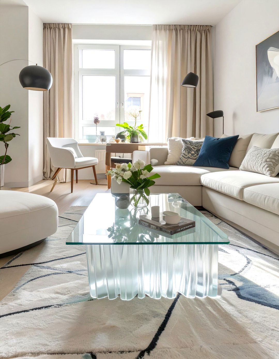 Transparent Furniture Integration - 30 narrow living room ideas