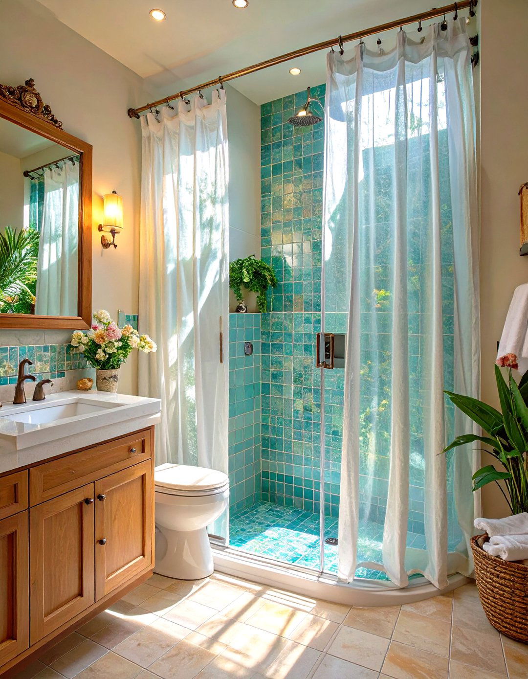 Transparent Shower Curtains for an Open Feel - 30 small toilet and bathroom ideas