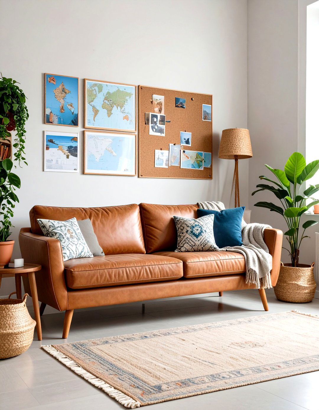 Travel Memories Corner Photo Wall - 30 living room photo wall ideas