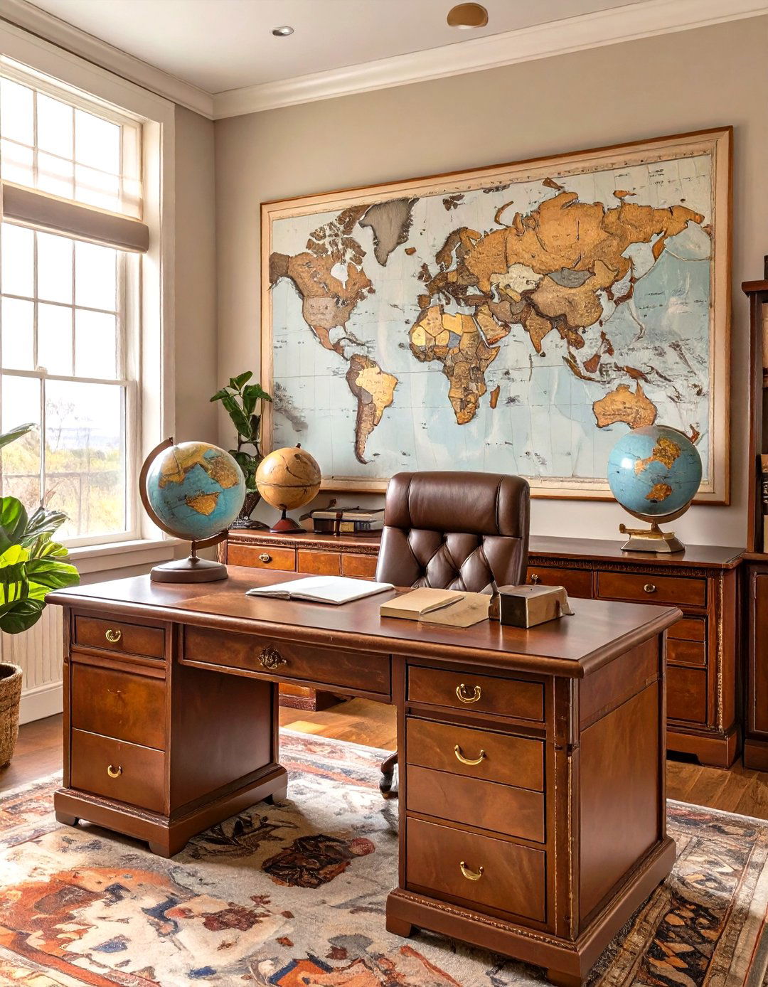 Travel Themed Explorers Office Study - 30 office study room ideas