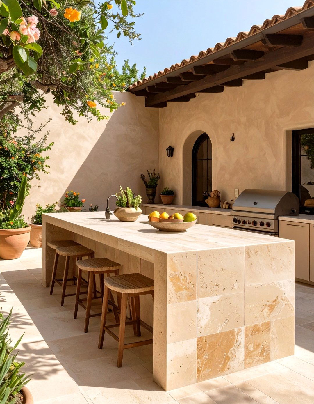 Travertine Outdoor Kitchen Countertops - 30 outdoor kitchen countertop ideas