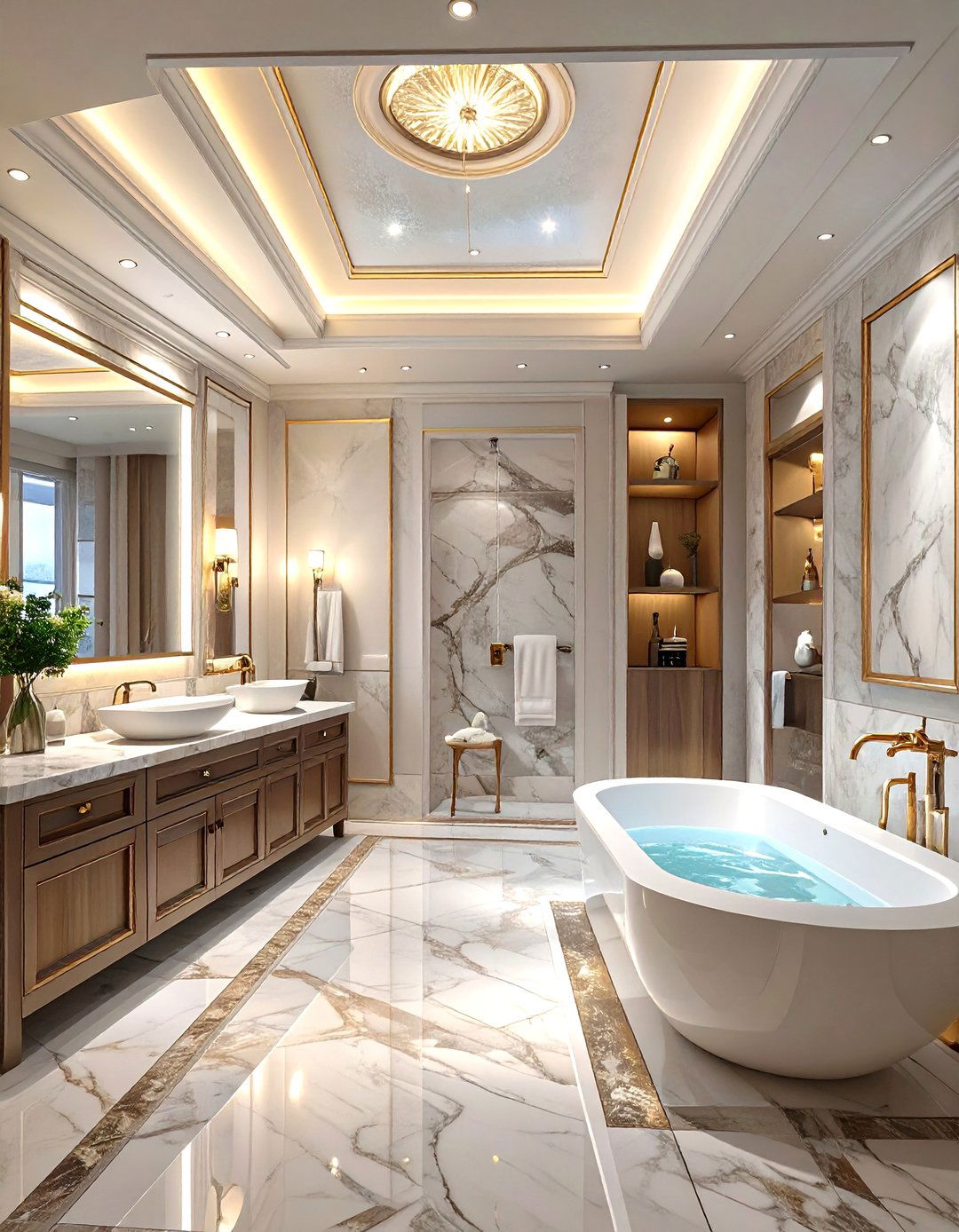 Tray Ceiling with Cove Lighting - 30 bathroom ceiling ideas