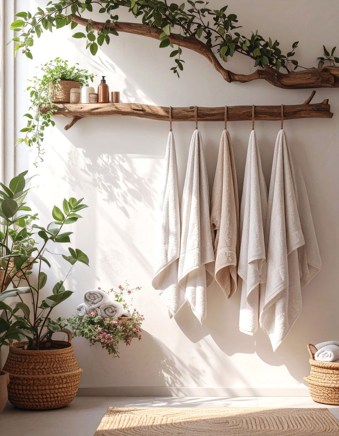 Tree Branch Towel Rack - 30 bathroom towel rack ideas