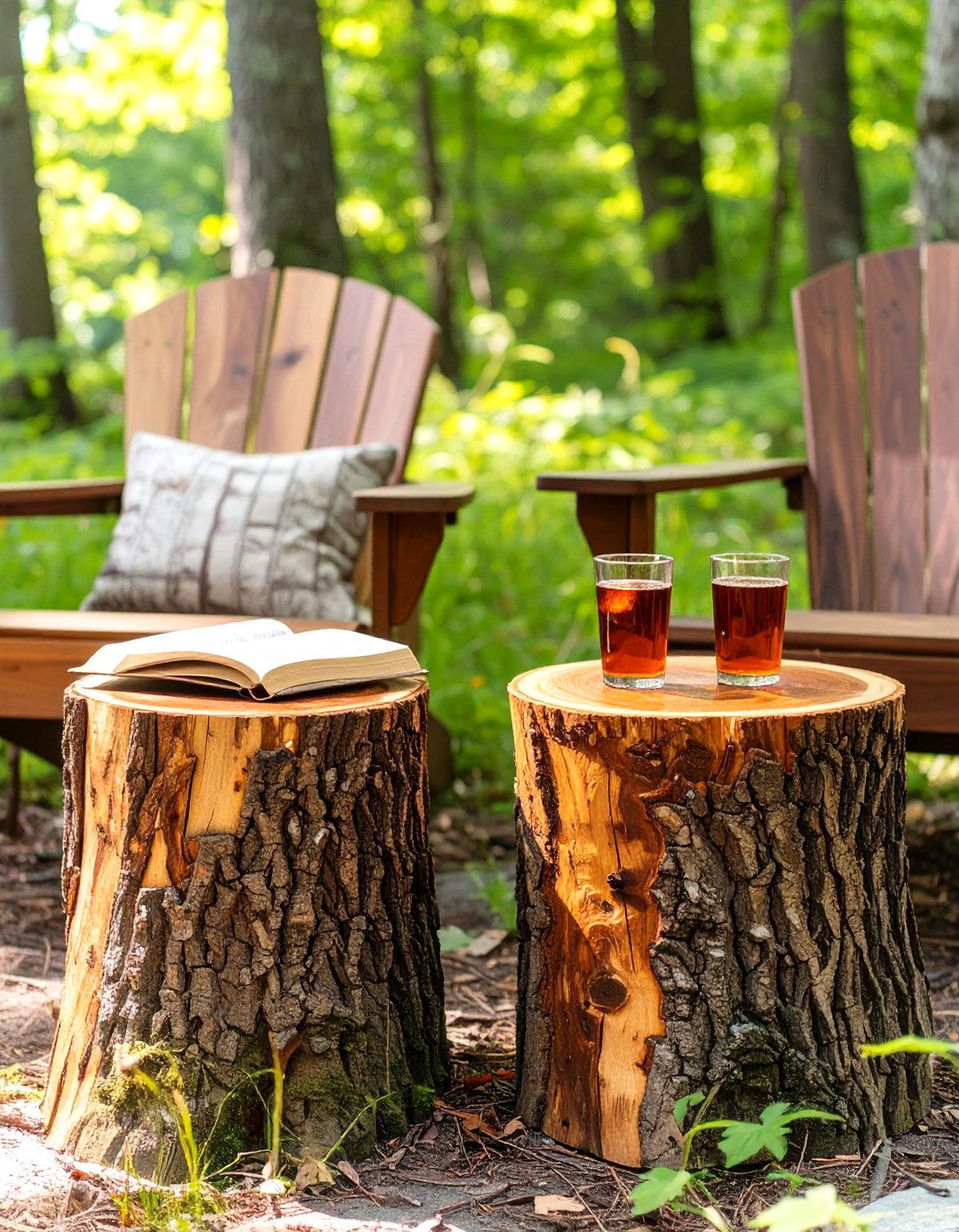 Tree Stump Side Tables and Stools - 30 outdoor  decorations ideas diy