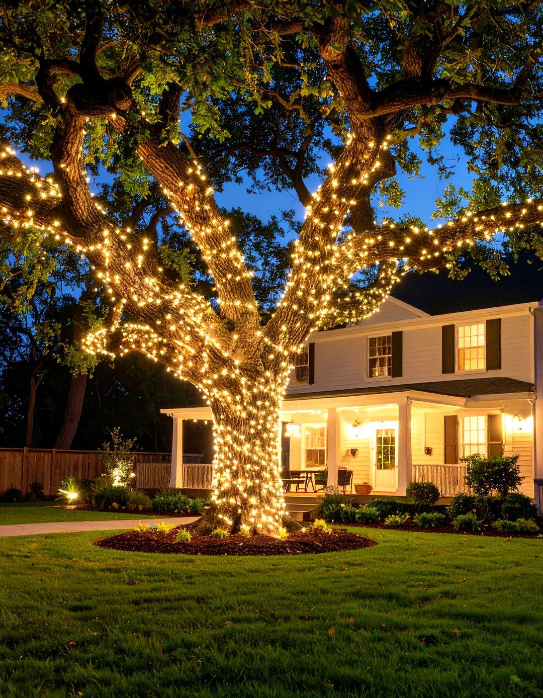 Tree Wrapped Fairy Lights - 30 patio lights ideas