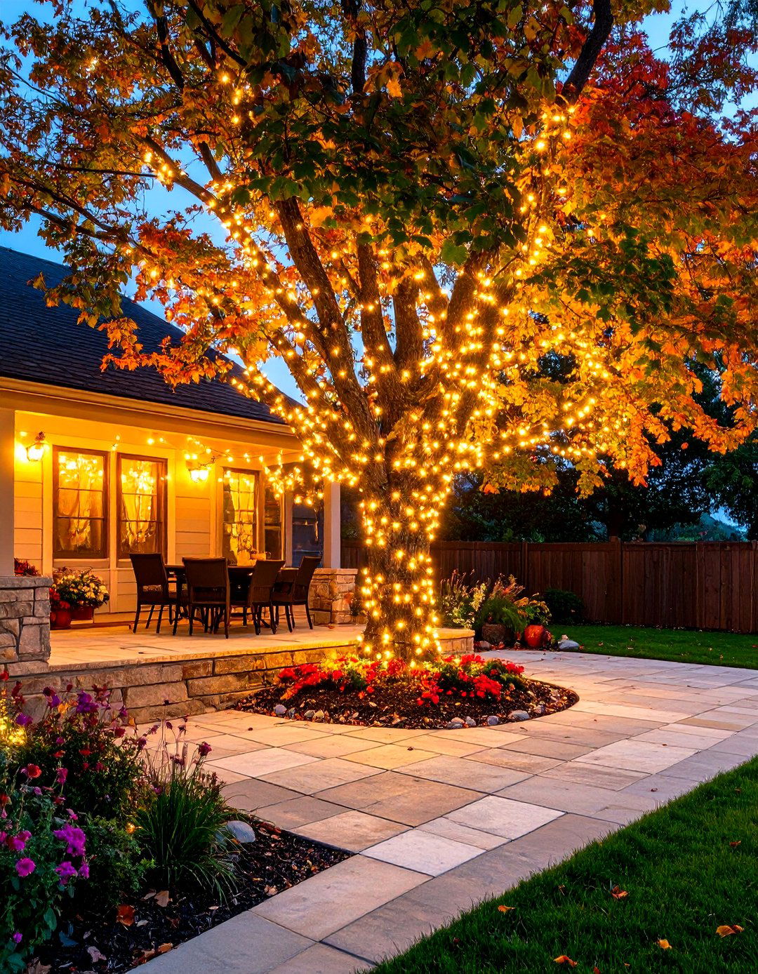 Tree Wrapped Patio Fairy Lights - 30 patio lighting ideas
