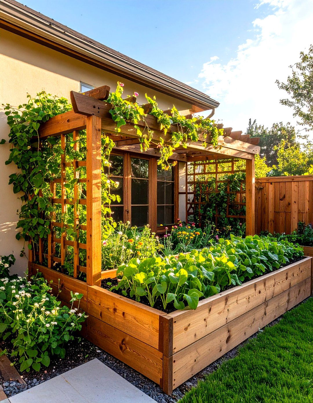 Trellis Backed Raised Garden Bed - 30 raised garden beds ideas
