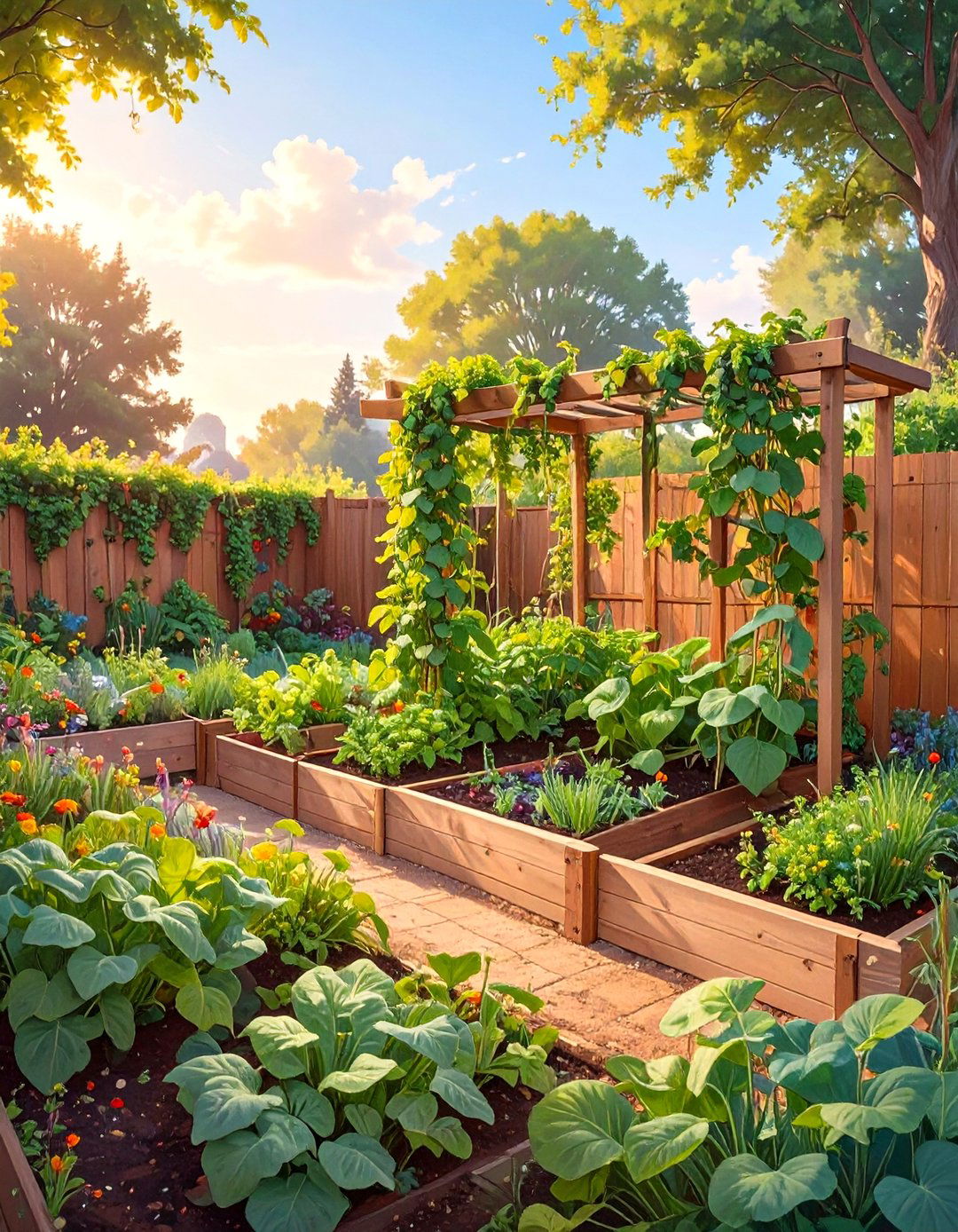Trellis Small Vegetable Garden for Vining Plants - 30 small vegetable garden ideas