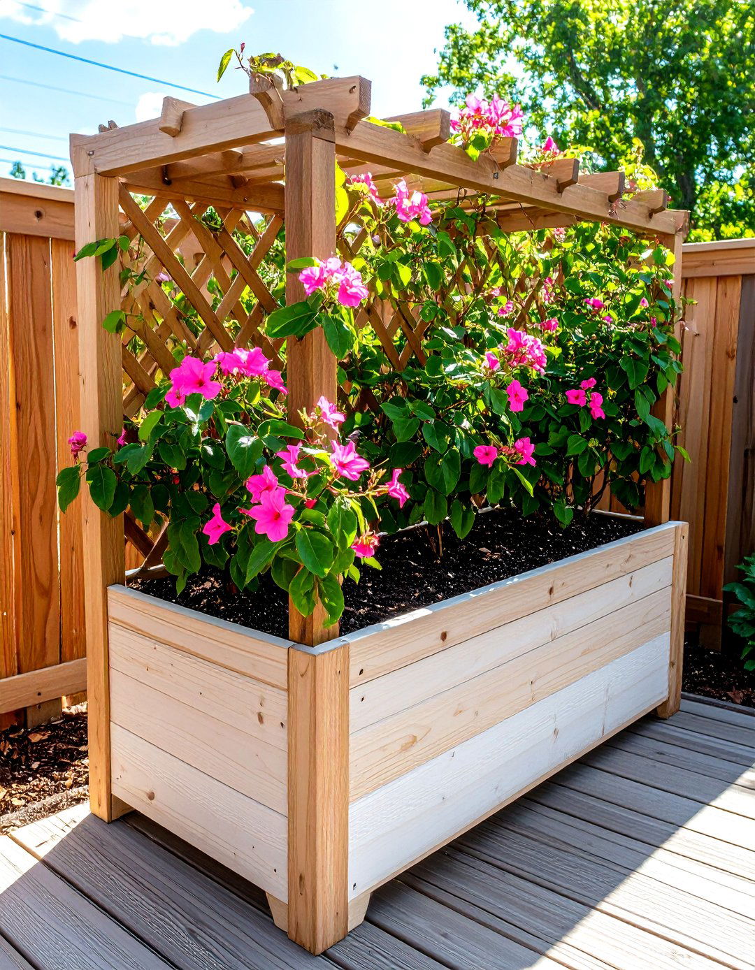 Trellis Topped Planter Box - 30 garden trellis ideas