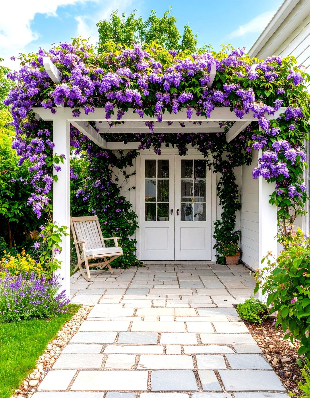 Trellis with Climbing Vines for a Patio Garden - 30 patio garden ideas