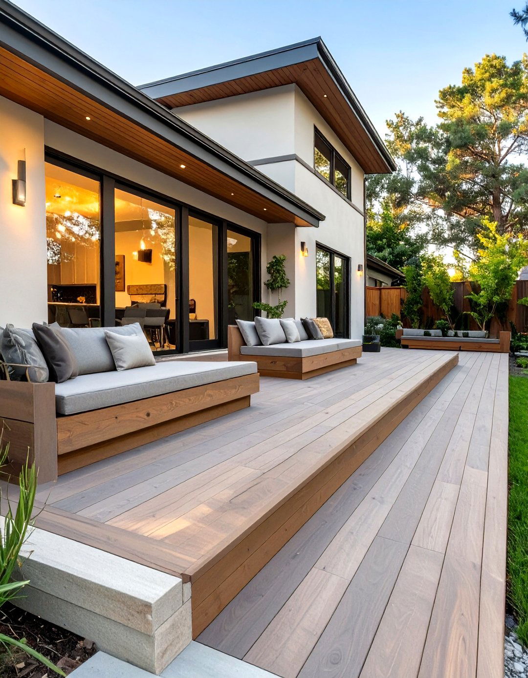 Trex Deck with Built In Bench Seating - 30 trex deck ideas