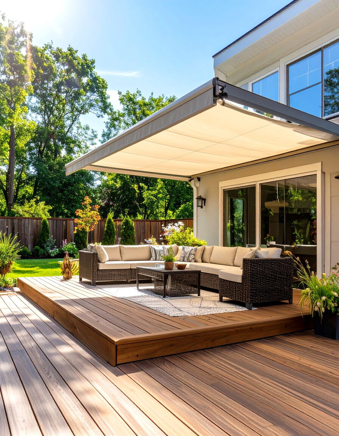 Trex Deck with a Retractable Awning - 30 trex deck ideas