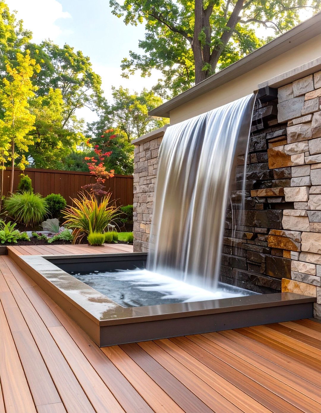 Trex Deck with a Water Feature - 30 trex deck ideas
