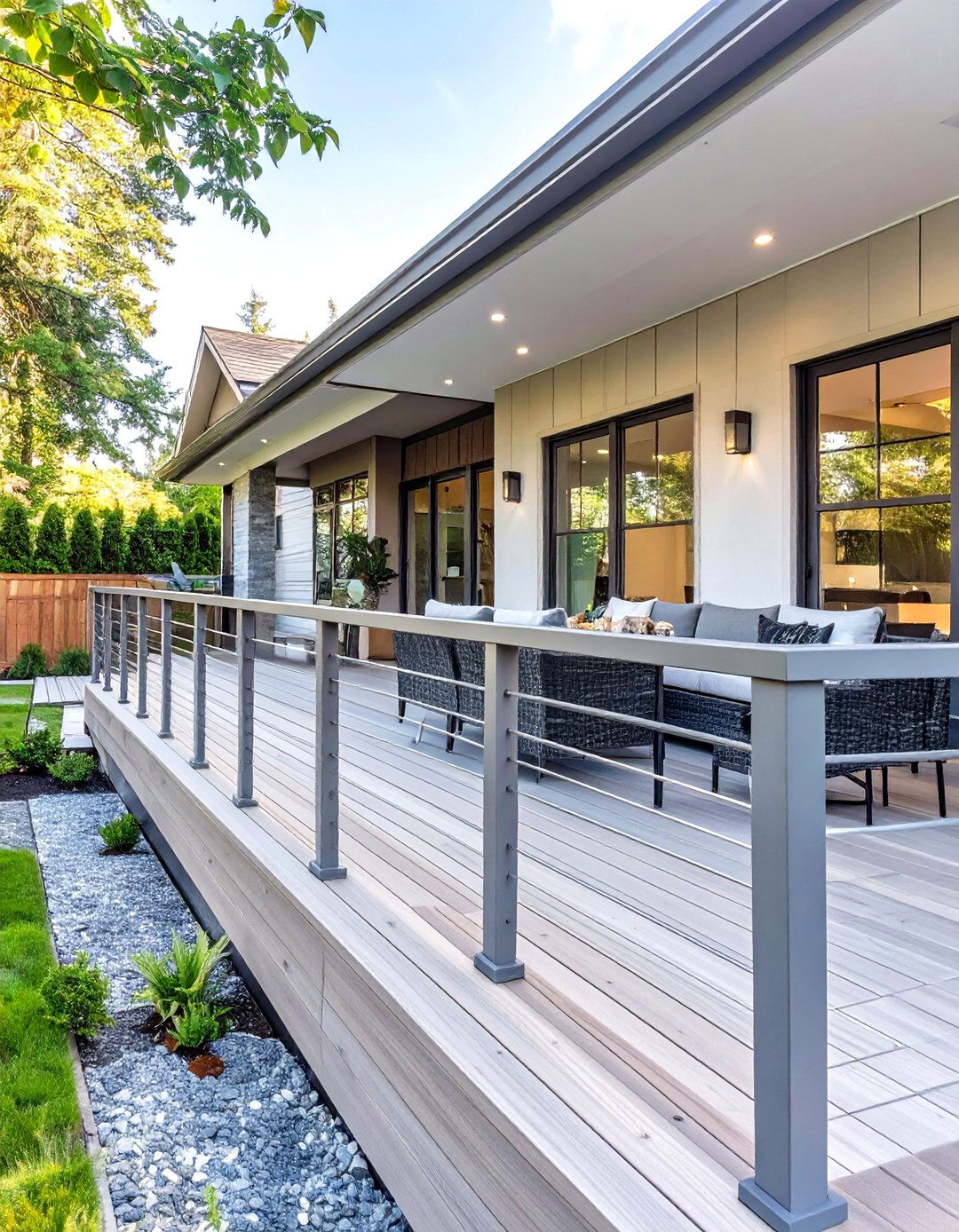 Trex Gravel Path Railing for a Neutral Earthy Feel - 30 trex deck railing ideas
