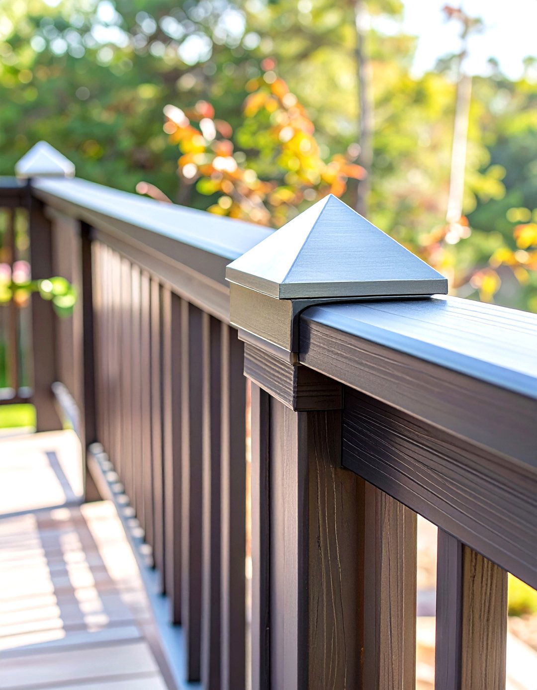 Trex Railing with Aluminum Pyramid Post Caps - 30 trex deck railing ideas