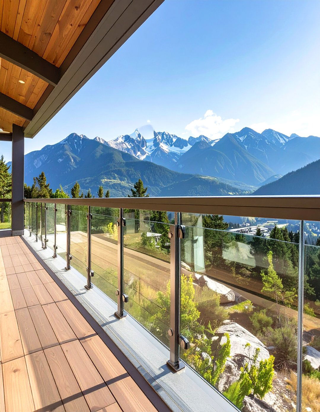 Trex Signature Glass Railing with Standoffs - 30 trex deck railing ideas