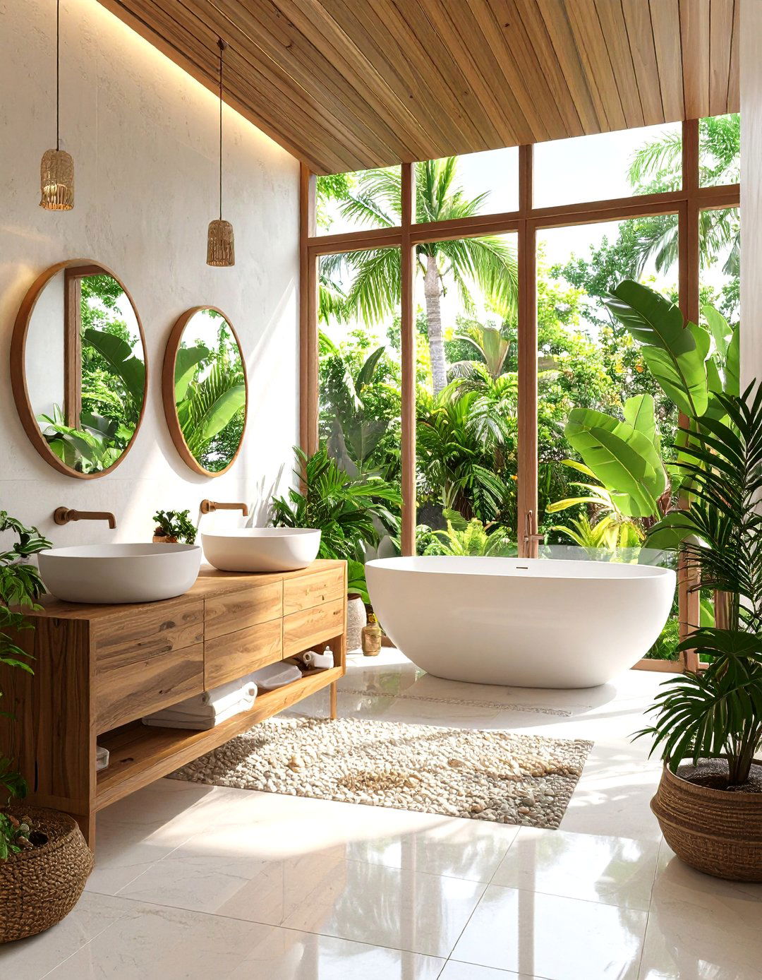 Tropical Balinese Spa Bathroom - 30 ai coastal bathroom ideas