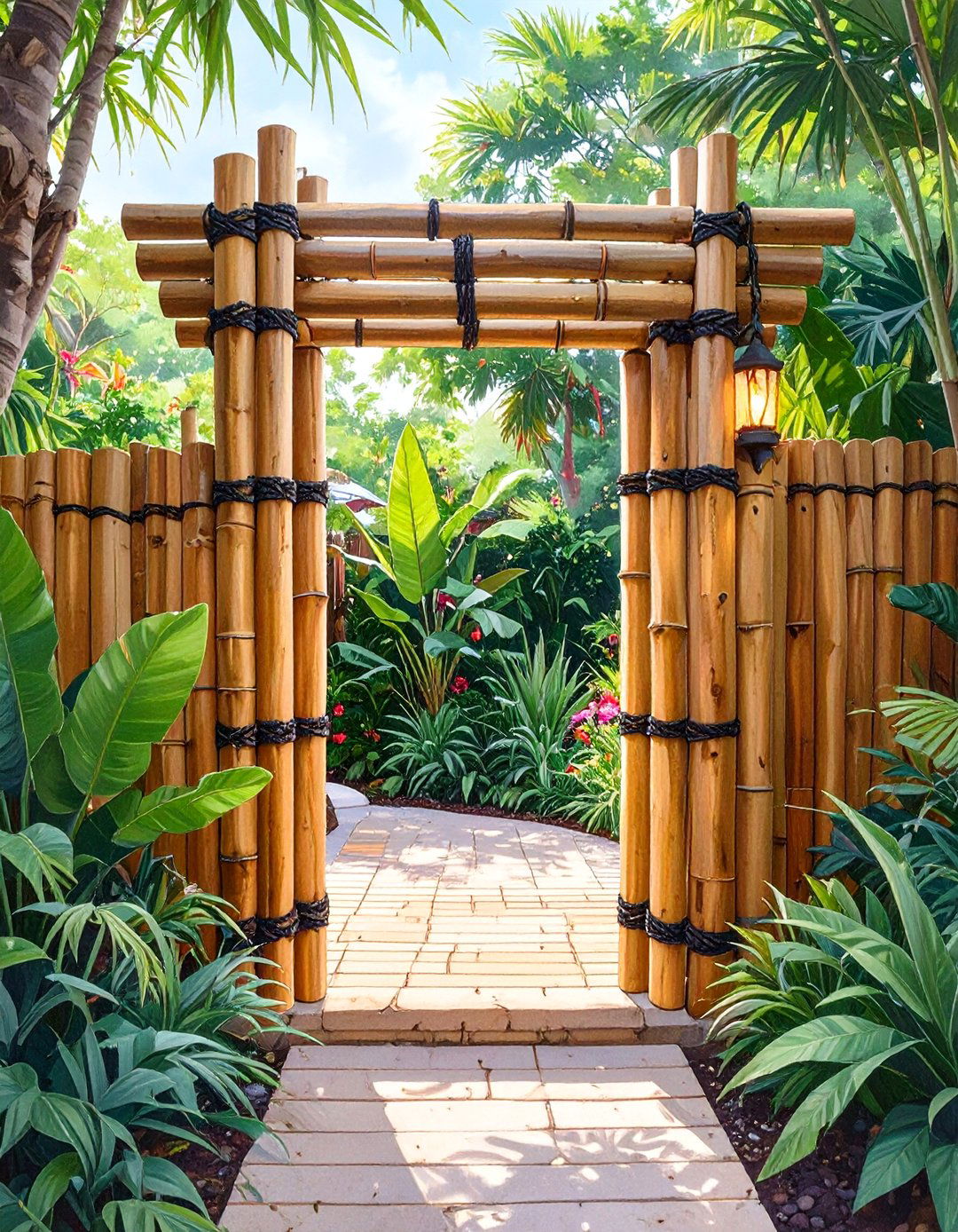 Tropical Bamboo Deck Gate - 30 deck gate ideas