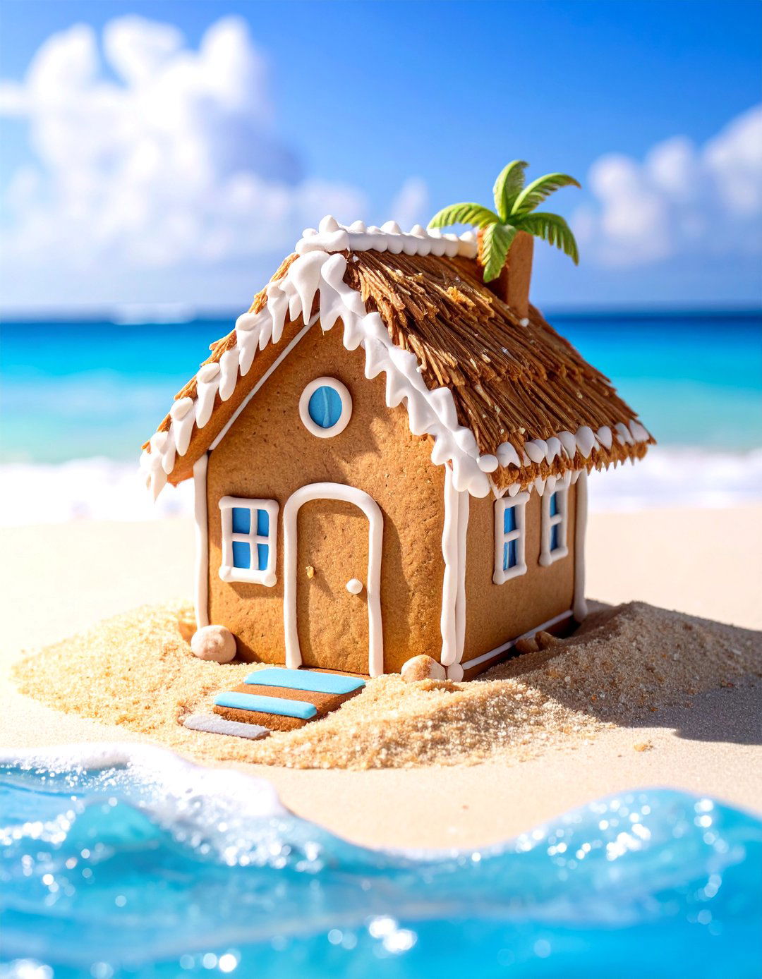 Tropical Beach Hut Gingerbread House - 30 gingerbread house design ideas